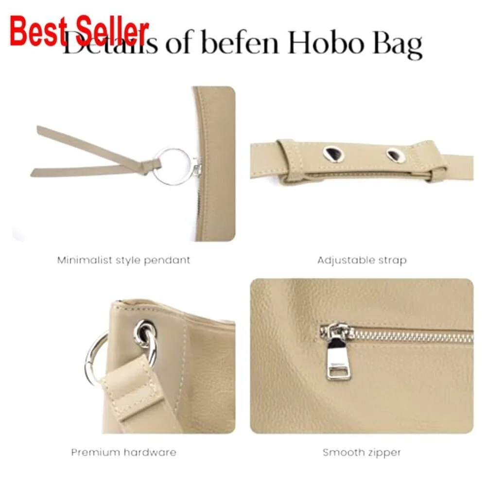 Genuine Leather Hobo Bag Crossbody Purse with Adjustable Strap